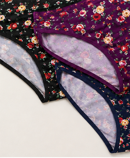 Women’s Floral Printed Cotton Brief Panty Set – Pack of 3