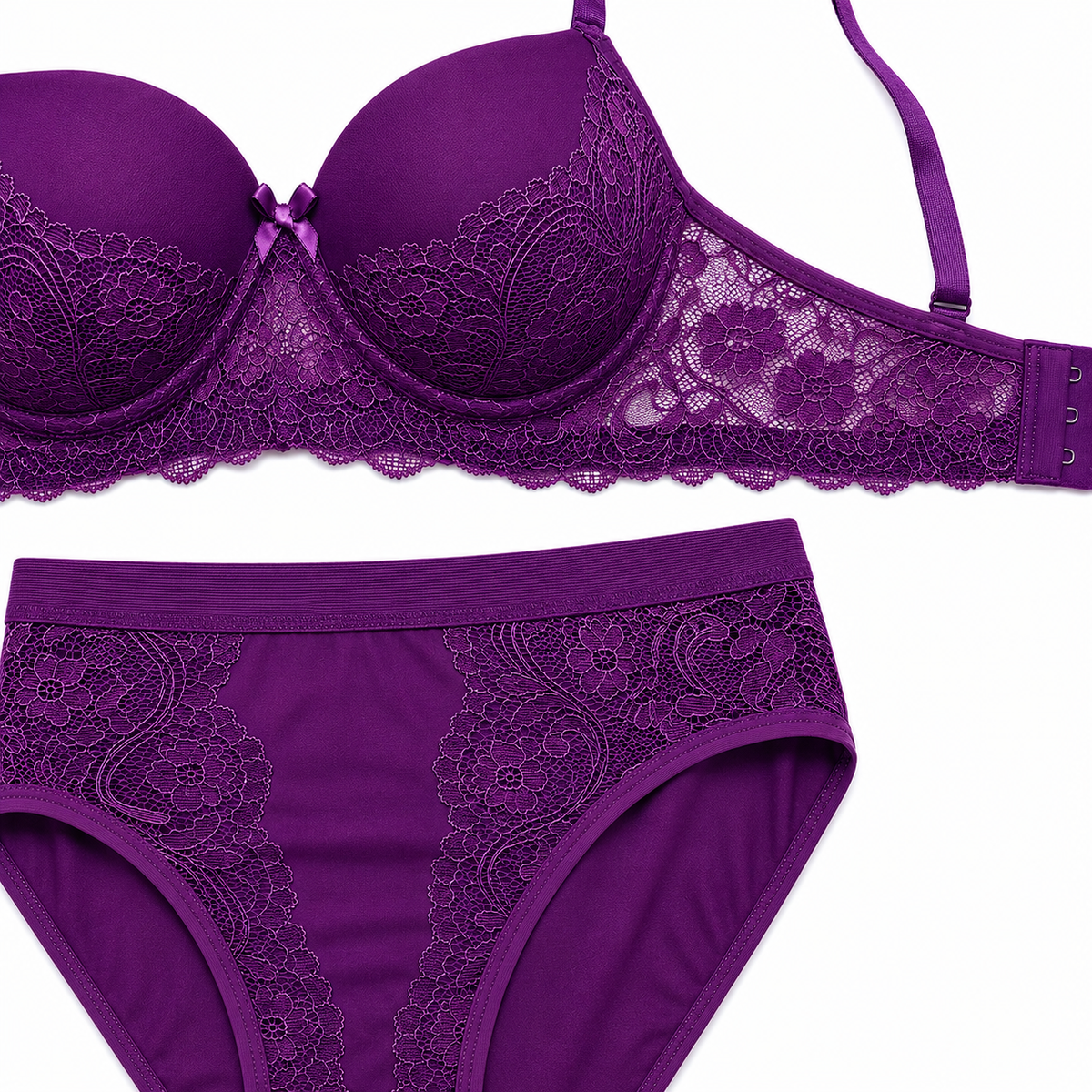 Women’s Lace Bra & Panty Set – (PURPLE)