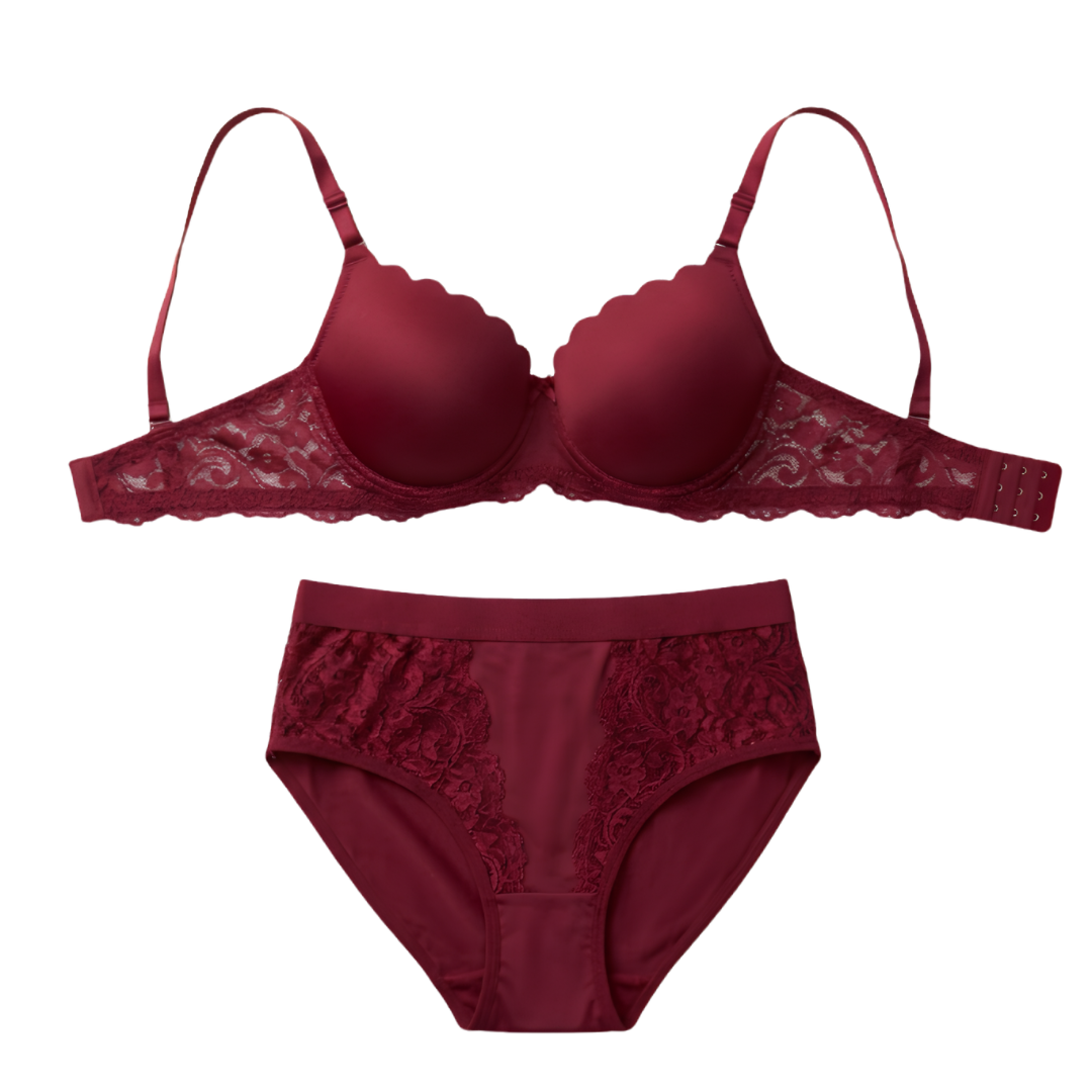Women’s Lace Bra & Panty Set (RED)
