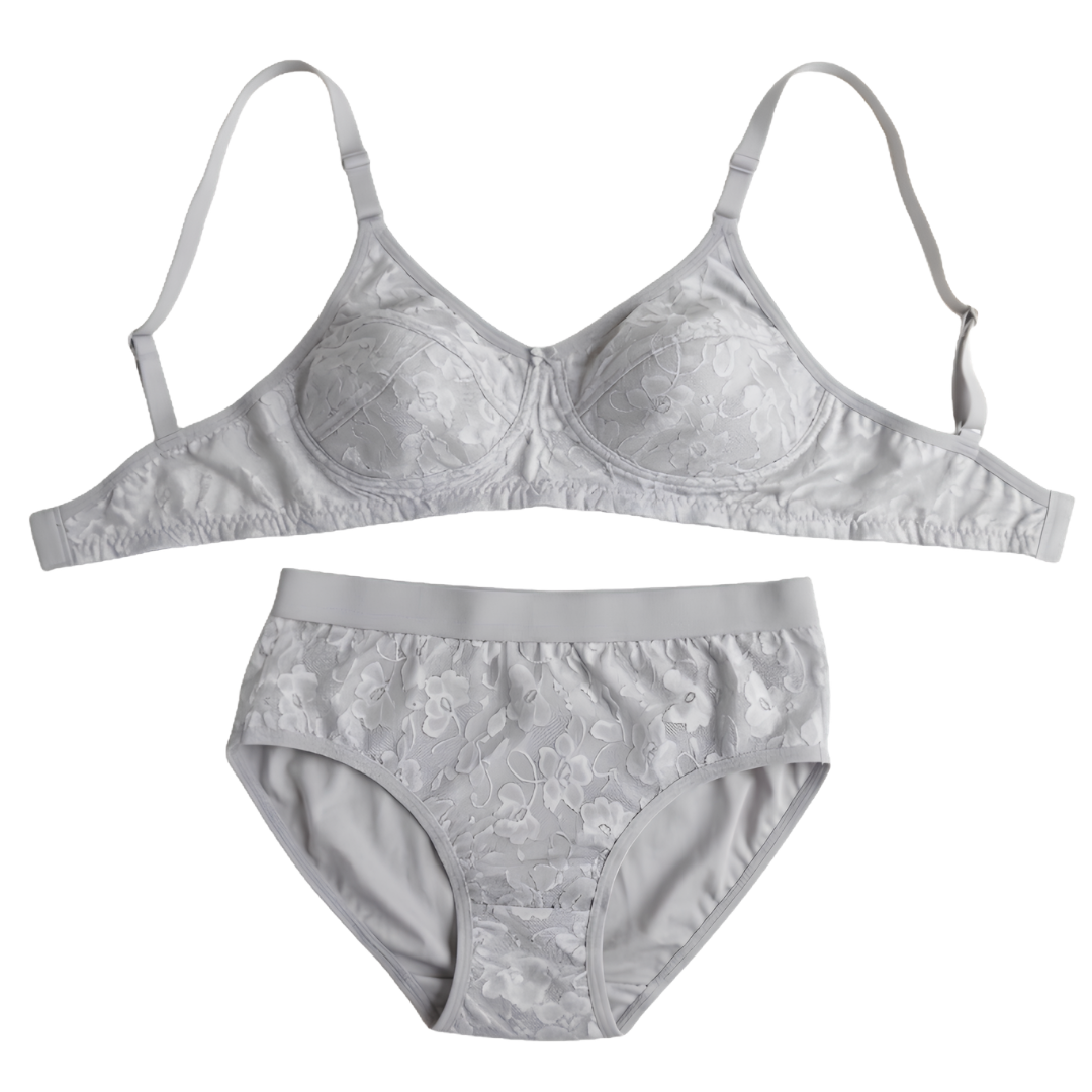Women’s Lace Bra & Panty Set (GREY)