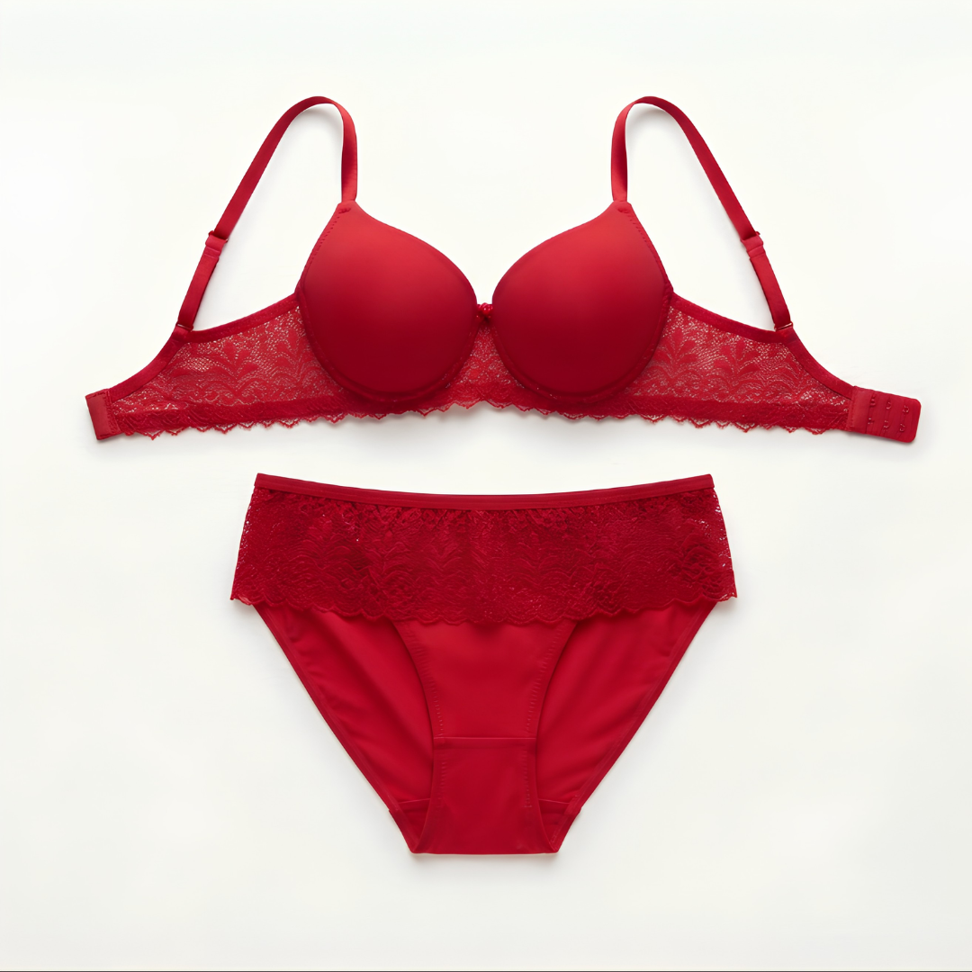 Women’s Lace Bra & Panty Set (RED)