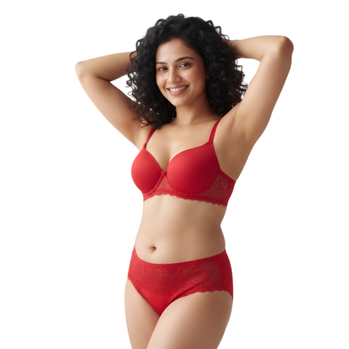 Women’s Lace Bra & Panty Set (RED)