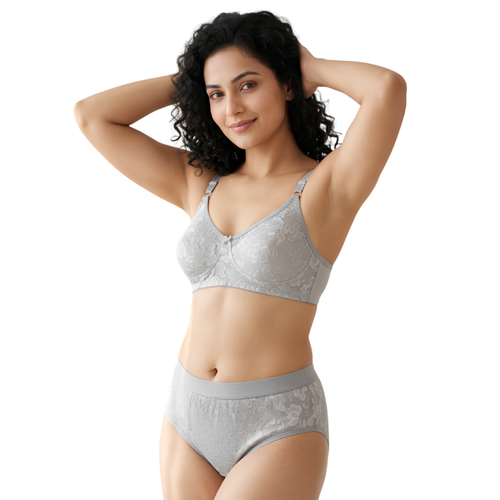 Women’s Lace Bra & Panty Set (GREY)