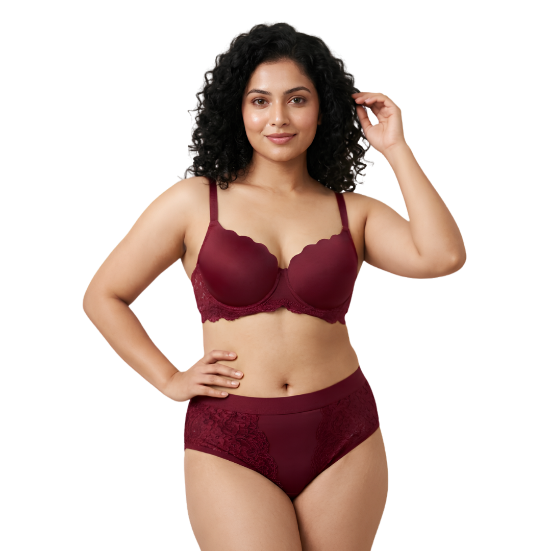 Women’s Lace Bra & Panty Set (RED)