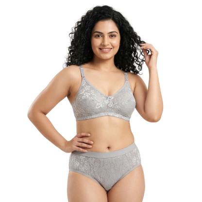 Women’s Lace Bra & Panty Set (GREY)
