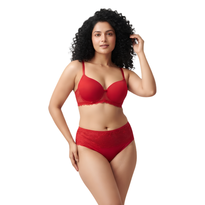 Women’s Lace Bra & Panty Set (RED)