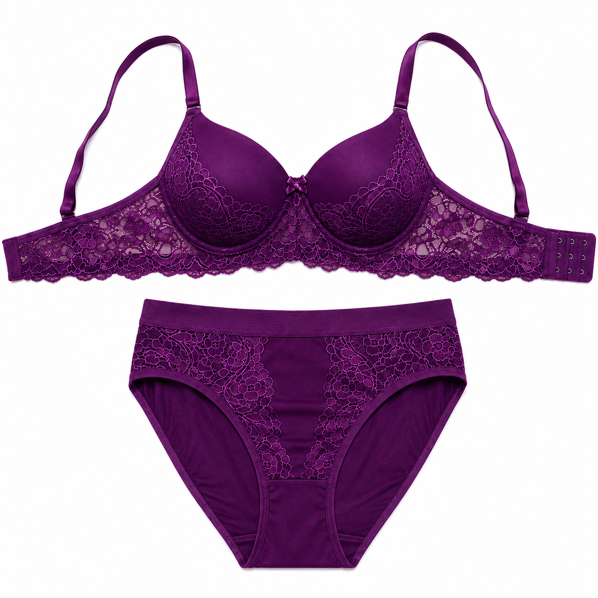 Women’s Lace Bra & Panty Set – (PURPLE)