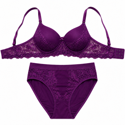 Women’s Lace Bra & Panty Set – (PURPLE)