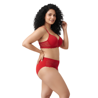 Women’s Lace Bra & Panty Set (RED)