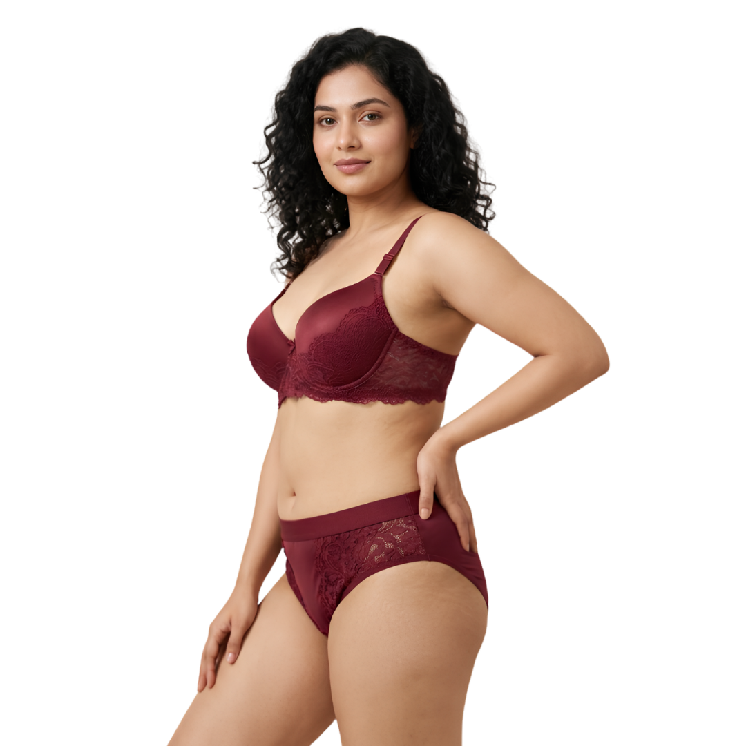 Women’s Lace Bra & Panty Set (RED)