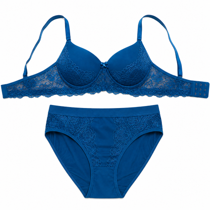 Women’s Lace Bra & Panty Set – (BLUE)