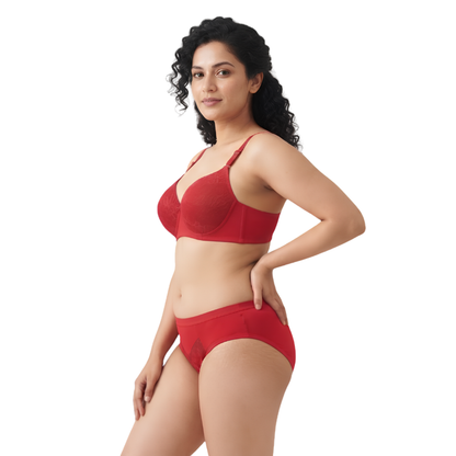 Women’s Padded Bra & Panty Set (RED)
