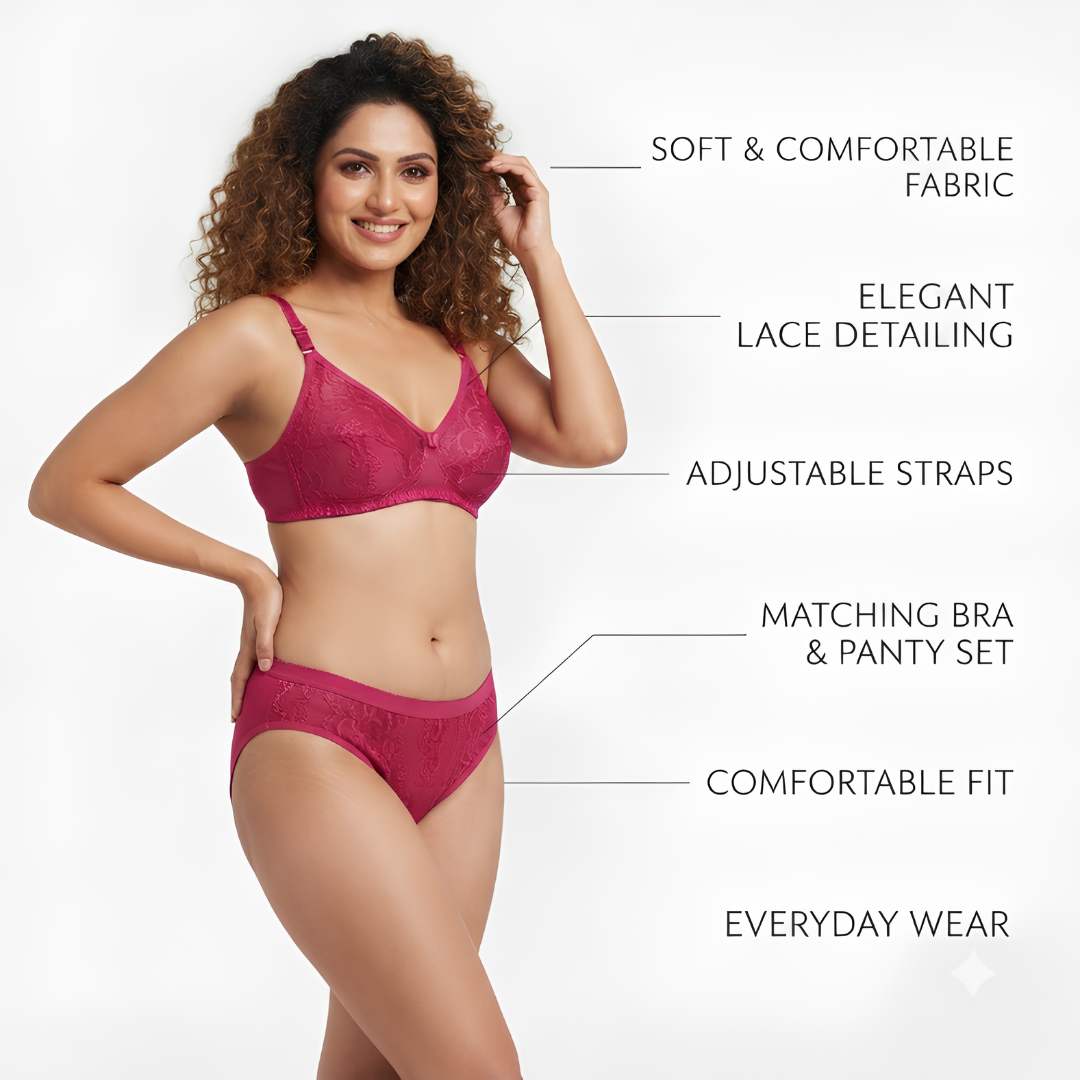 Women’s Lace Bra & Panty Set (PURPLE)