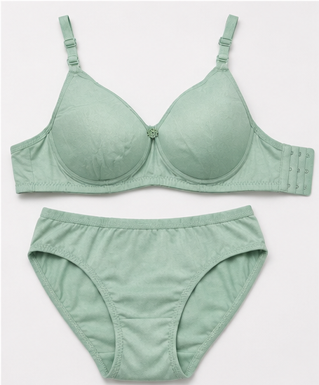 Women’s Green Lightly Padded Bra & Panty Set