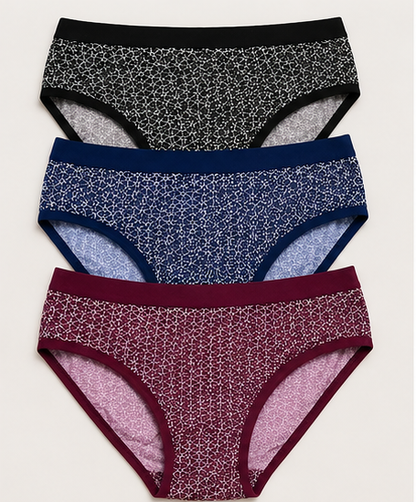 Women’s Printed Cotton Brief Panty Set – Pack of 3