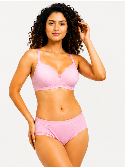 Women’s Pink Lightly Padded Bra & Panty Set